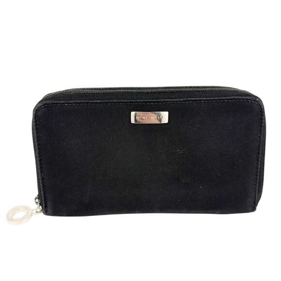 Vintage Nine West Fabric Two Zip Compact 23+ Pocket Wallet Check Book Pocket - Picture 1 of 10